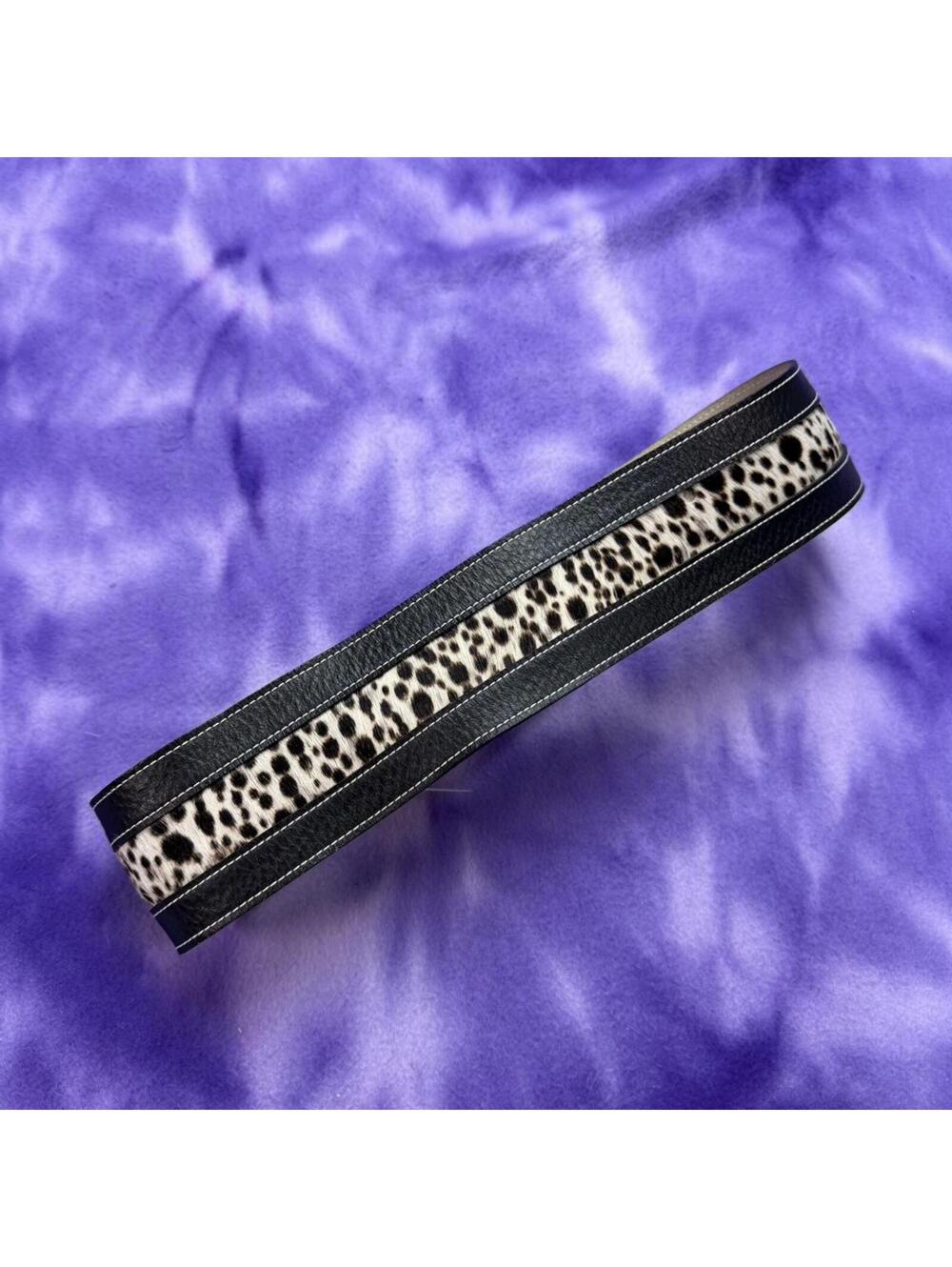 Genuine leather / cowhide belt black and white